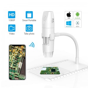 Микроскоп WiFi 50X - 1000X Беспроводной цифровой микроскоп, подставка для наблюдения за гибким кронштейном с 1080P HD 2.0 MP 8 LED камерой, мини-ручной микроскоп для Android iOS ПК